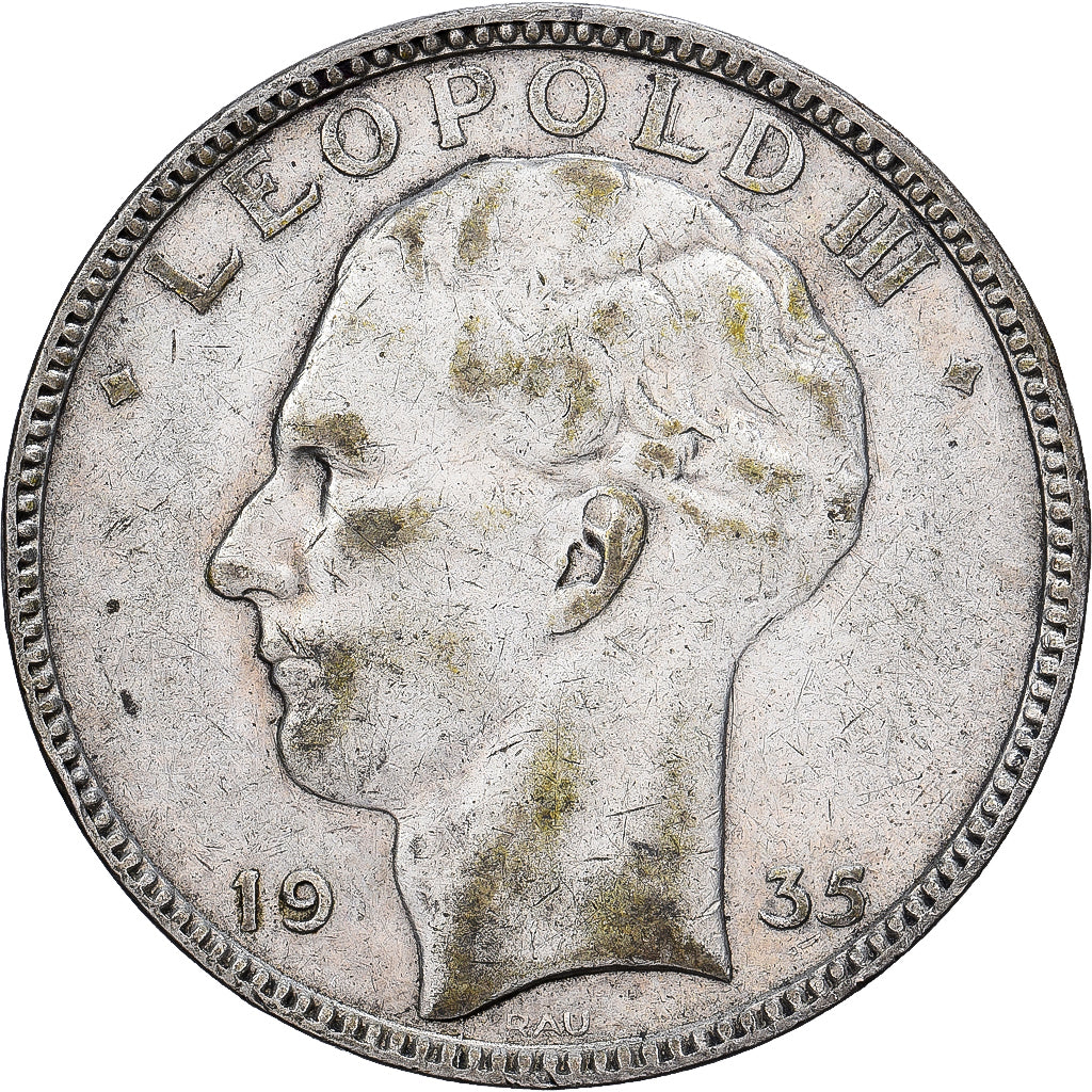 Bélgica, 20 Francs, 20 Frank, 1935, Prata, VF(30-35), KM:105