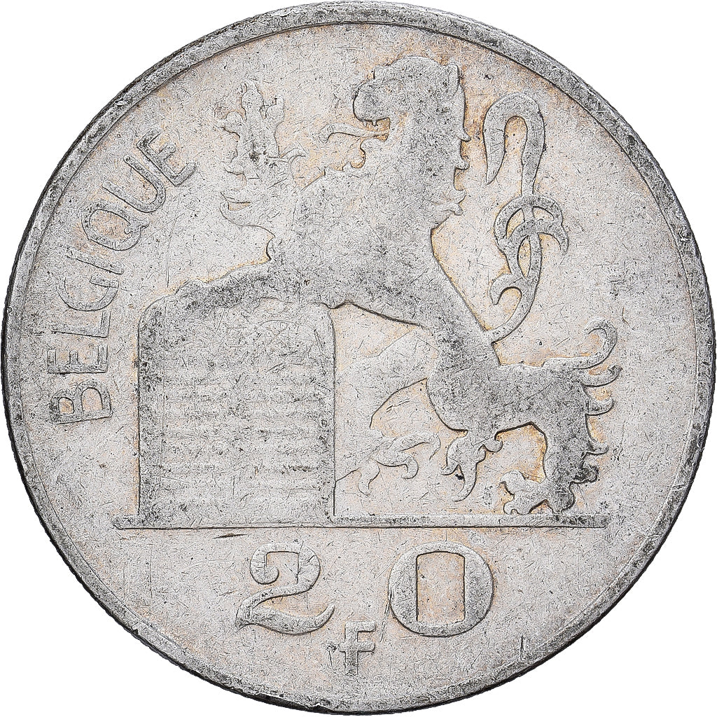 Belgio, 20 Francs, 20 Frank, 1950, Brussels, Argento, MB+, KM:140.2