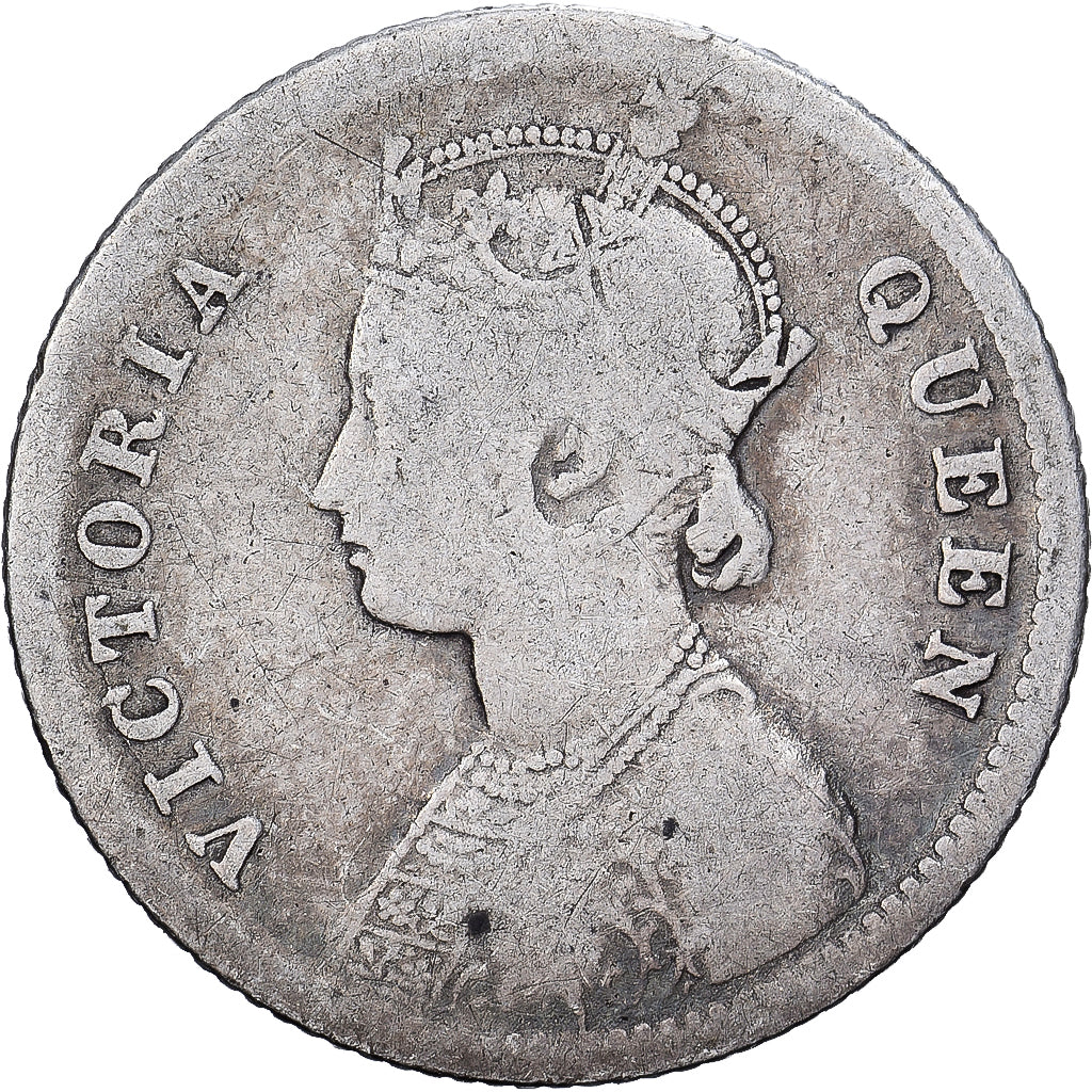 Inde britannique, Victoria, 1/4 Rupee, 1862, Calcutta, Argent, TB+