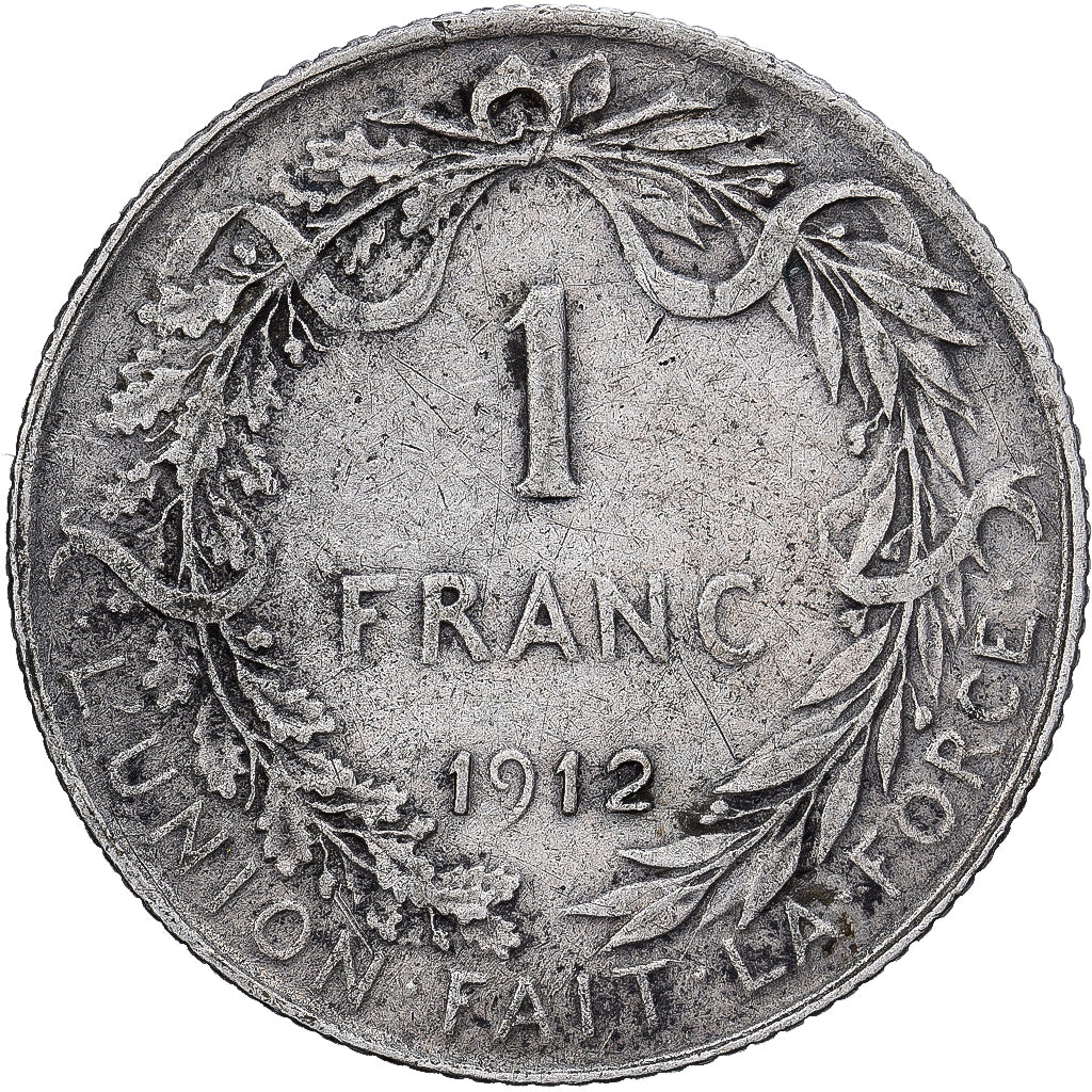 Belgia, Albert I, Franc, 1912, Brussels, Srebro, EF(40-45), KM:72