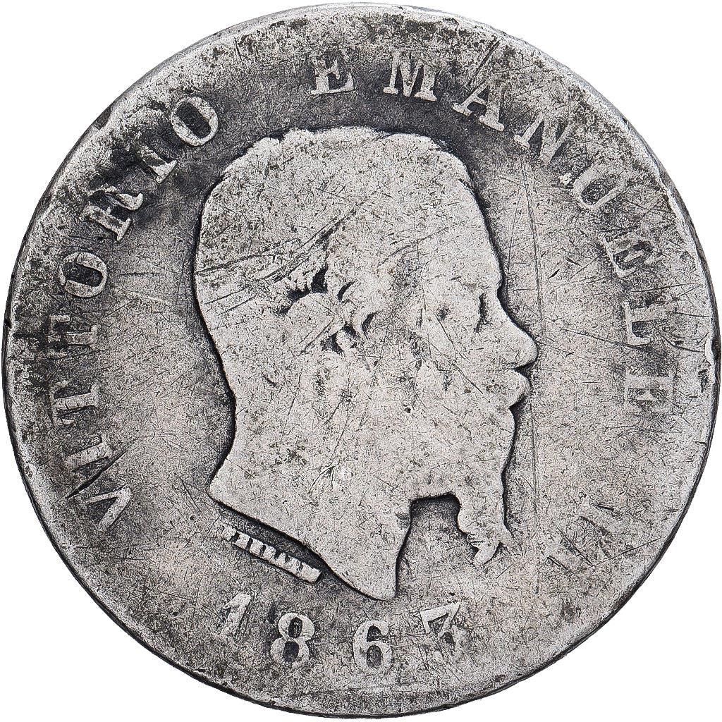 Italia, Vittorio Emanuele II, Lira, 1863, Turin, Argento, B+, KM:5a.1