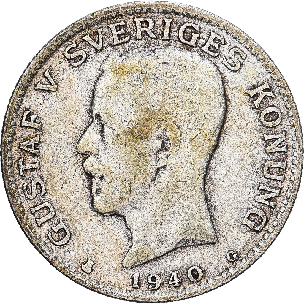 Schweden, Gustaf V, 1 Krona, 1940, Kungsholmen, Silber, SS, KM:75.3