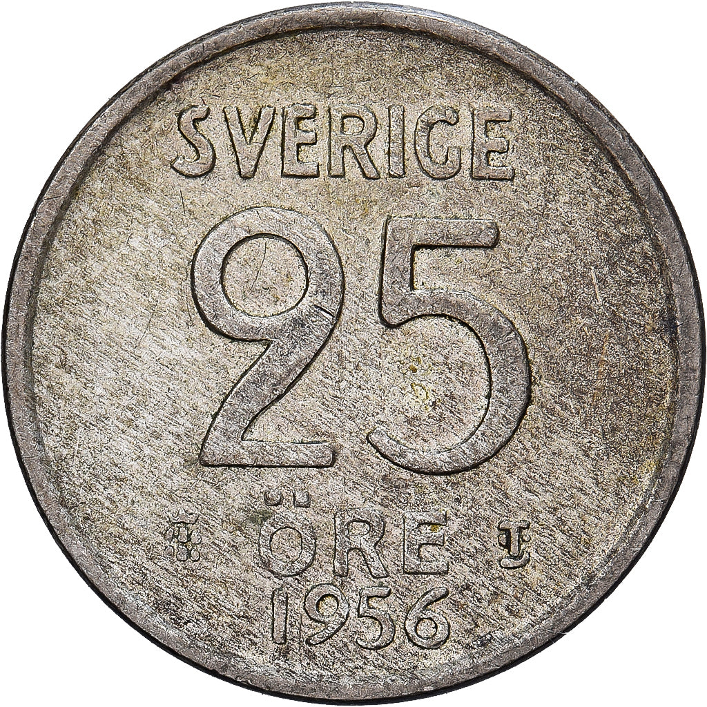 Münze, Schweden, Gustaf VI, 25 Öre, 1956, SS, Silber, KM:824