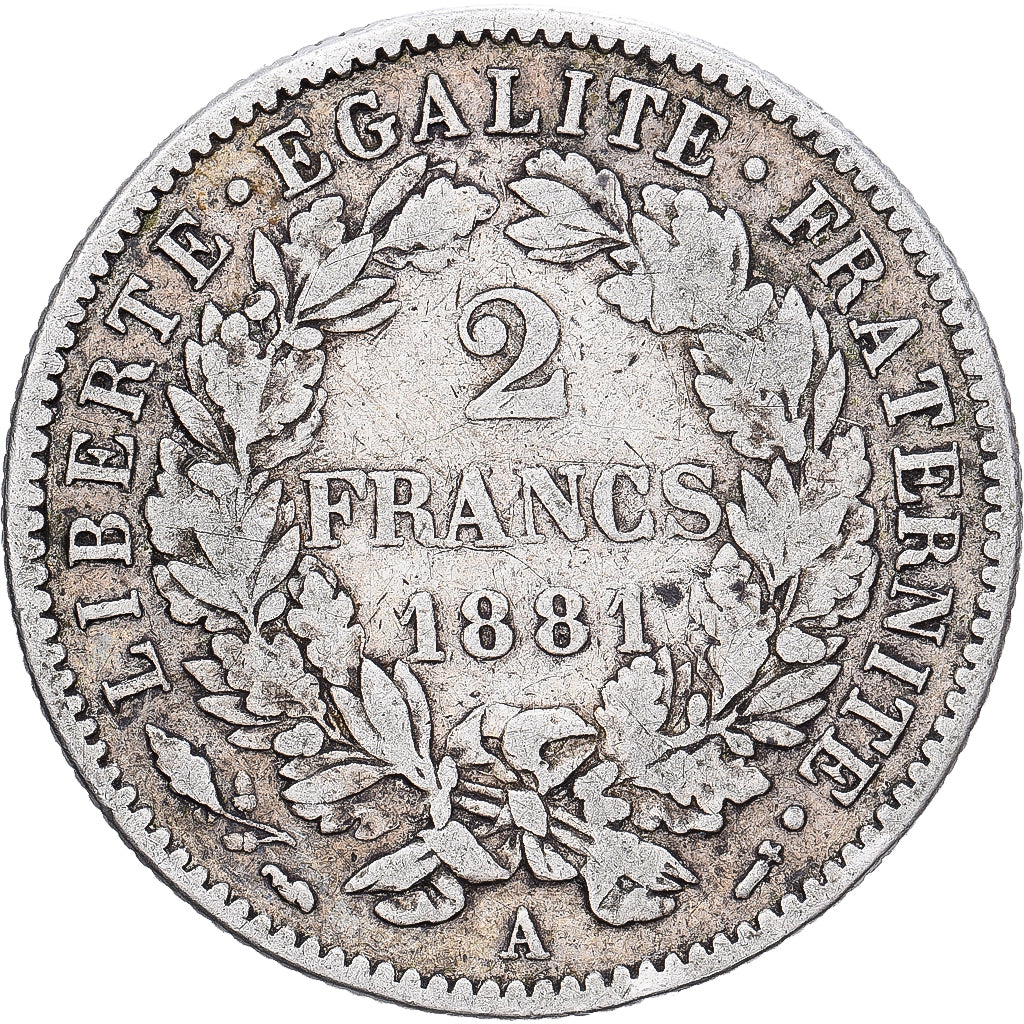 Francja, 2 Francs, Cérès, 1881, Paris, Srebro, EF(40-45), Gadoury:530a