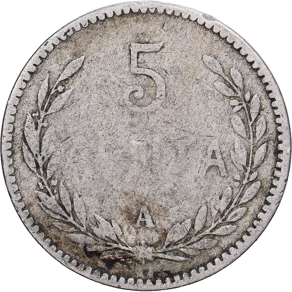 Crete, Prince George, 5 Lepta, 1900, Paris, Copper-nickel, VF(20-25), KM:3