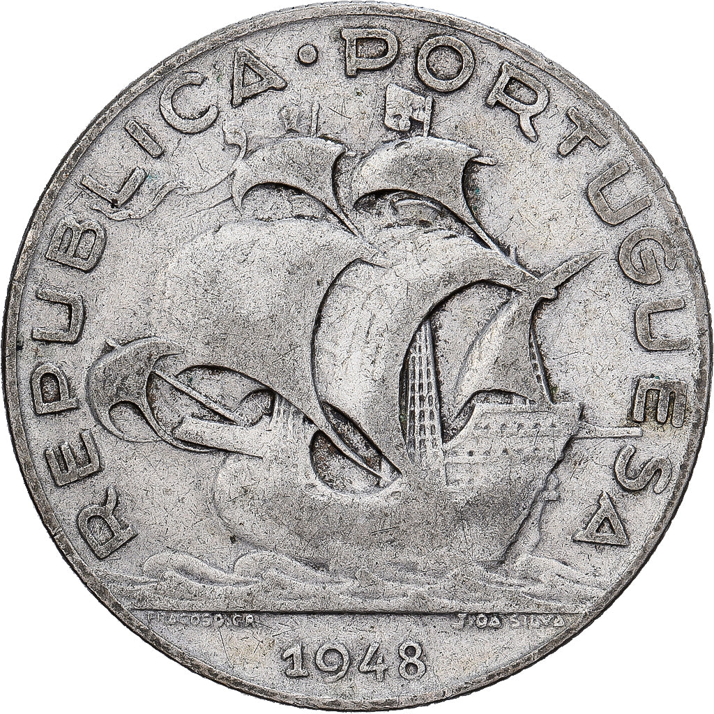 Portugal, 5 Escudos, 1948, Prata, EF(40-45), KM:581