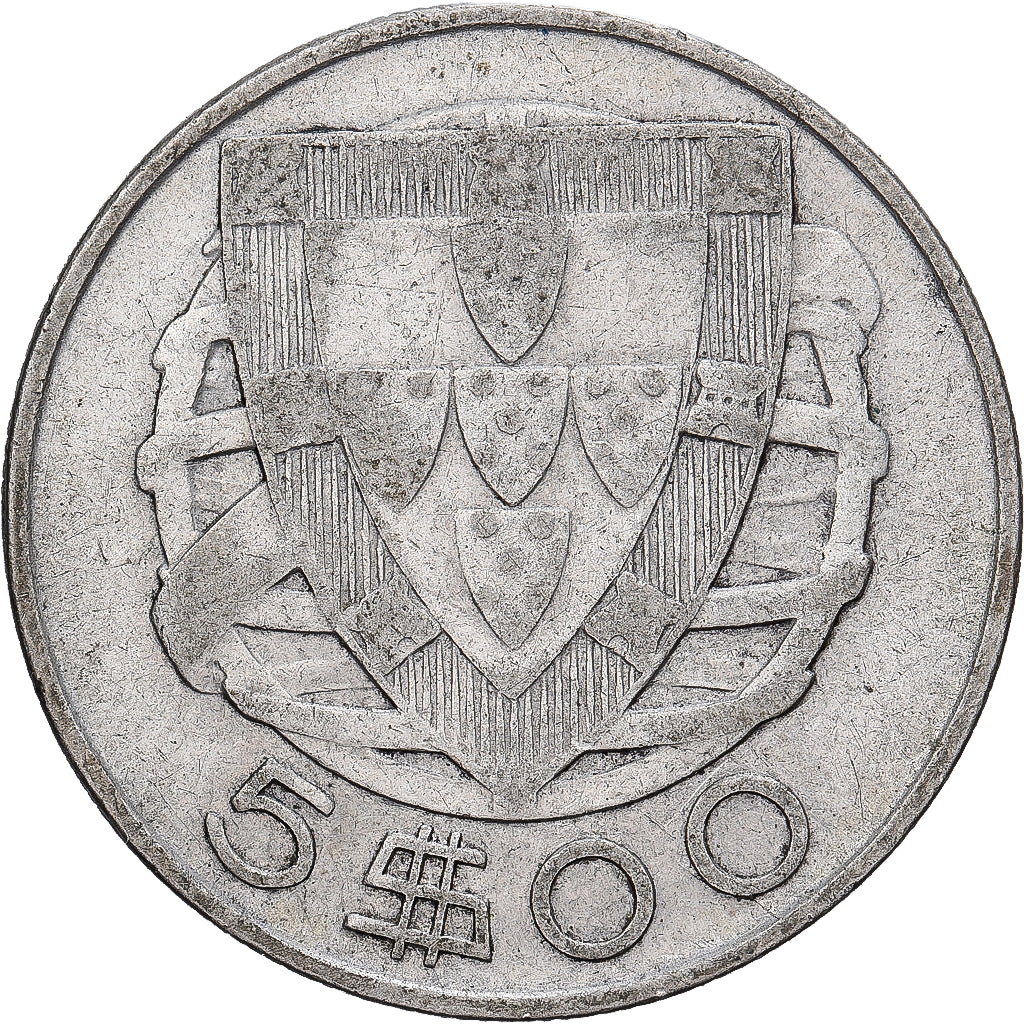Portugal, 5 Escudos, 1948, Prata, EF(40-45), KM:581