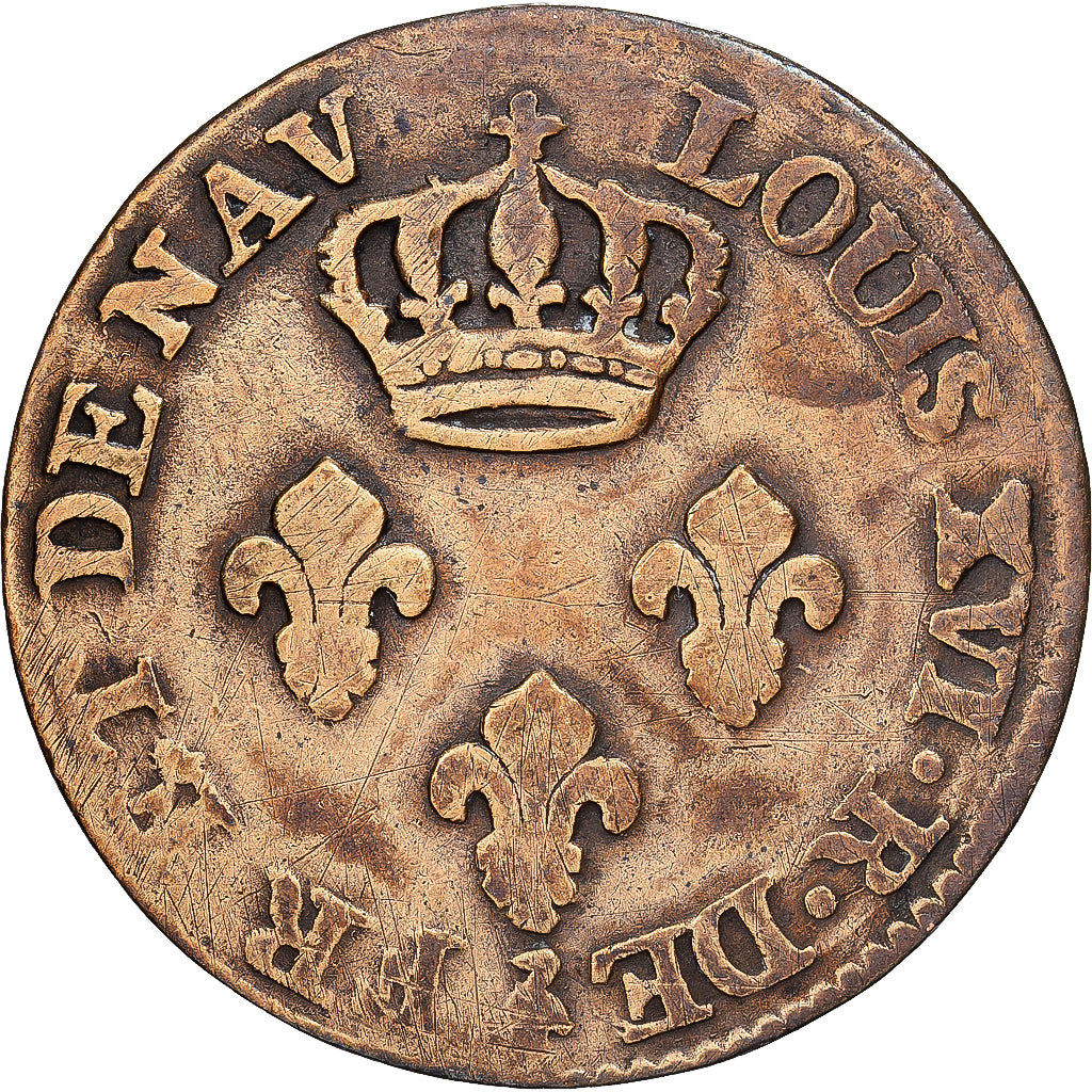 GUJANA FRANCUSKA, Louis XVI, 2 Sous, 1789, Paris, Bilon, VF(20-25), KM:1