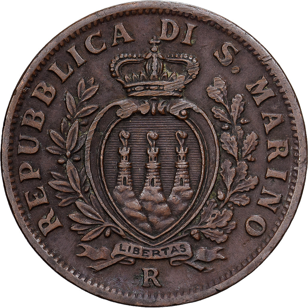 San Marino, 10 Centesimi, 1935, Rome, Bronze, EF(40-45), KM:13