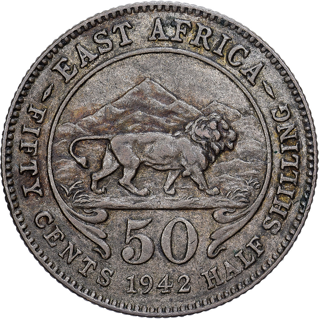 British East Africa, George VI, 50 Cents, 1942, Heaton, Silber, S+, KM:27