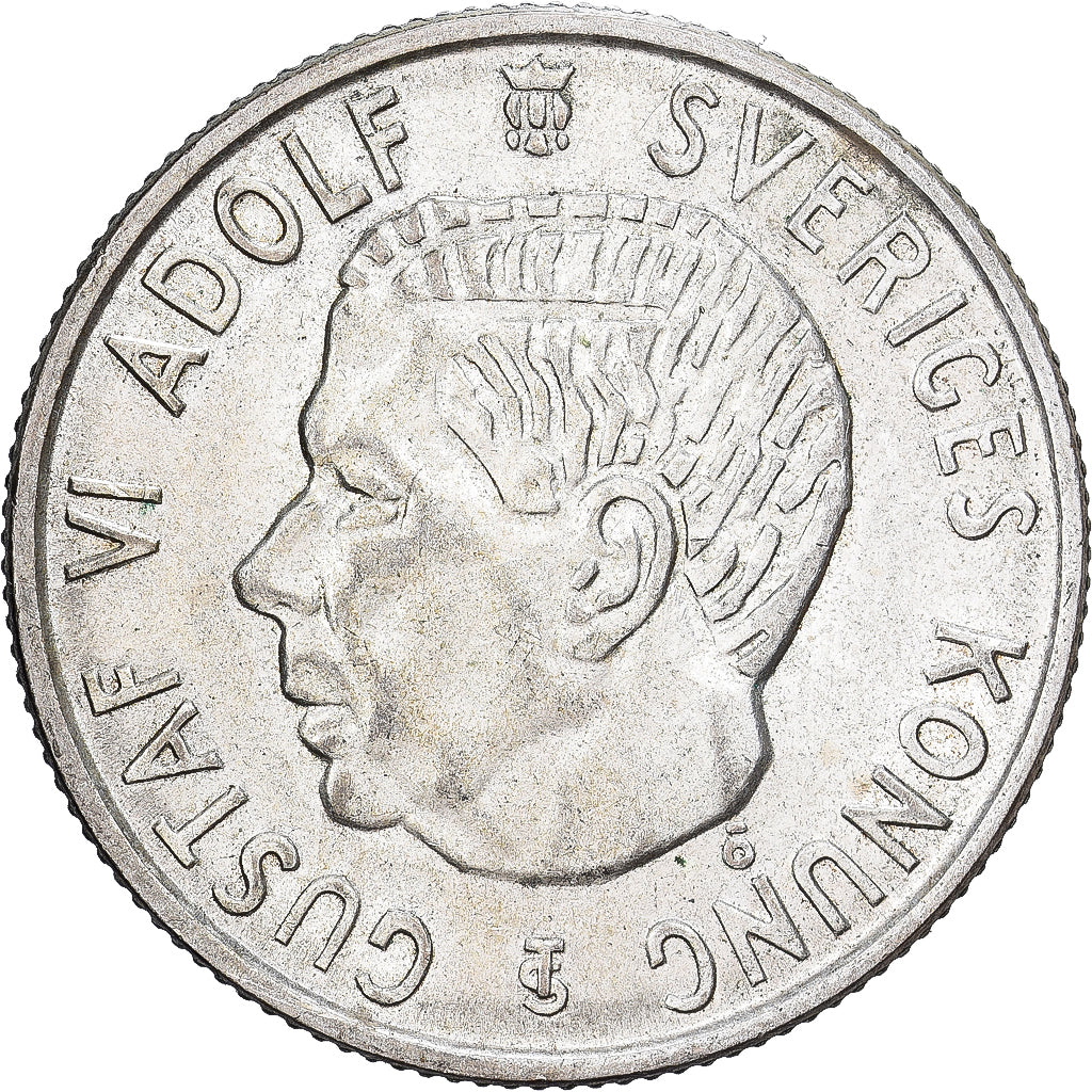 Svezia, Gustaf VI, 2 Kronor, 1954, Rame-nichel, SPL-, KM:827a