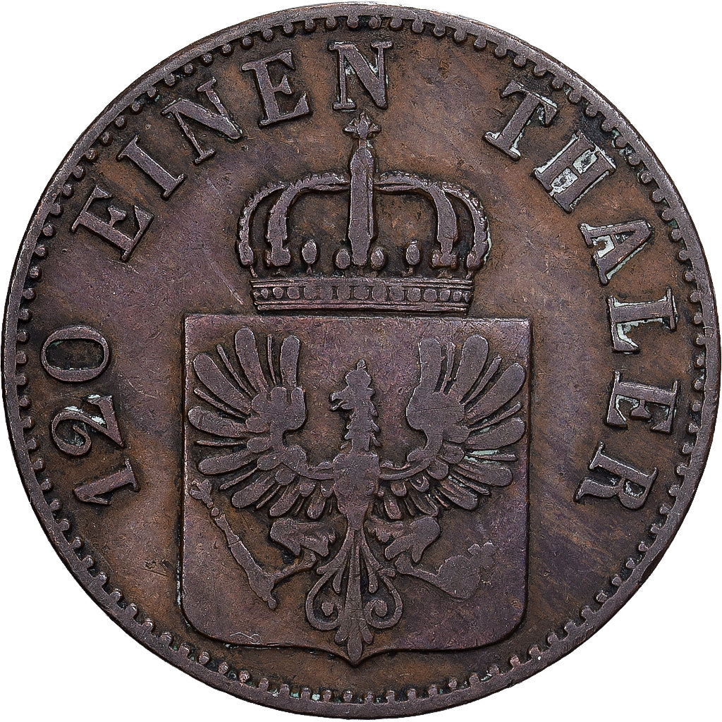 États allemands, 3 Pfenninge, 1847, Berlin, Prussia, Cuivre, TTB