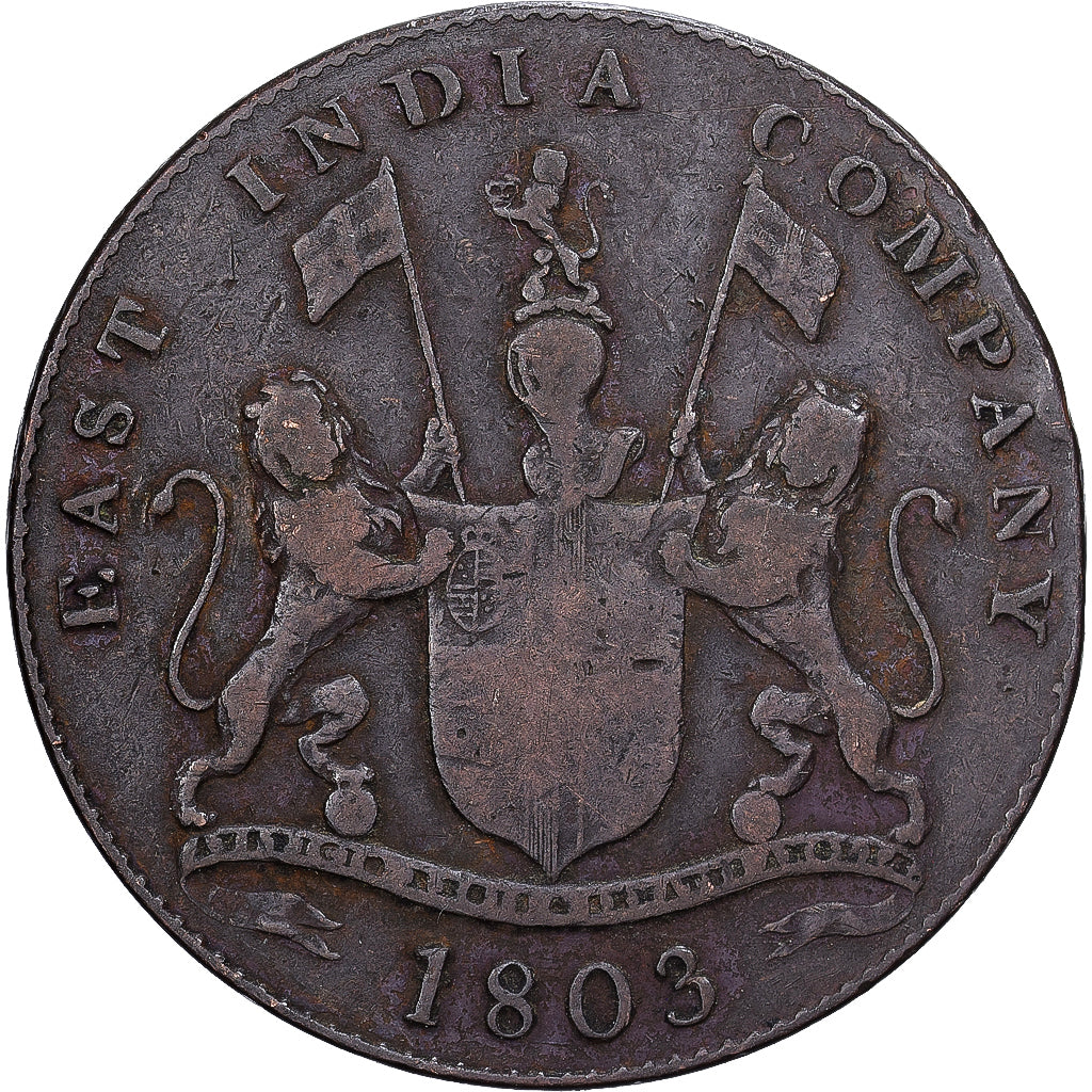 British India, MADRAS PRESIDENCY, 20 Cash, 1803, Soho Mint, Copper, EF(40-45)