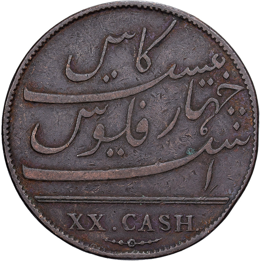 British India, MADRAS PRESIDENCY, 20 Cash, 1803, Soho Mint, Copper, EF(40-45)