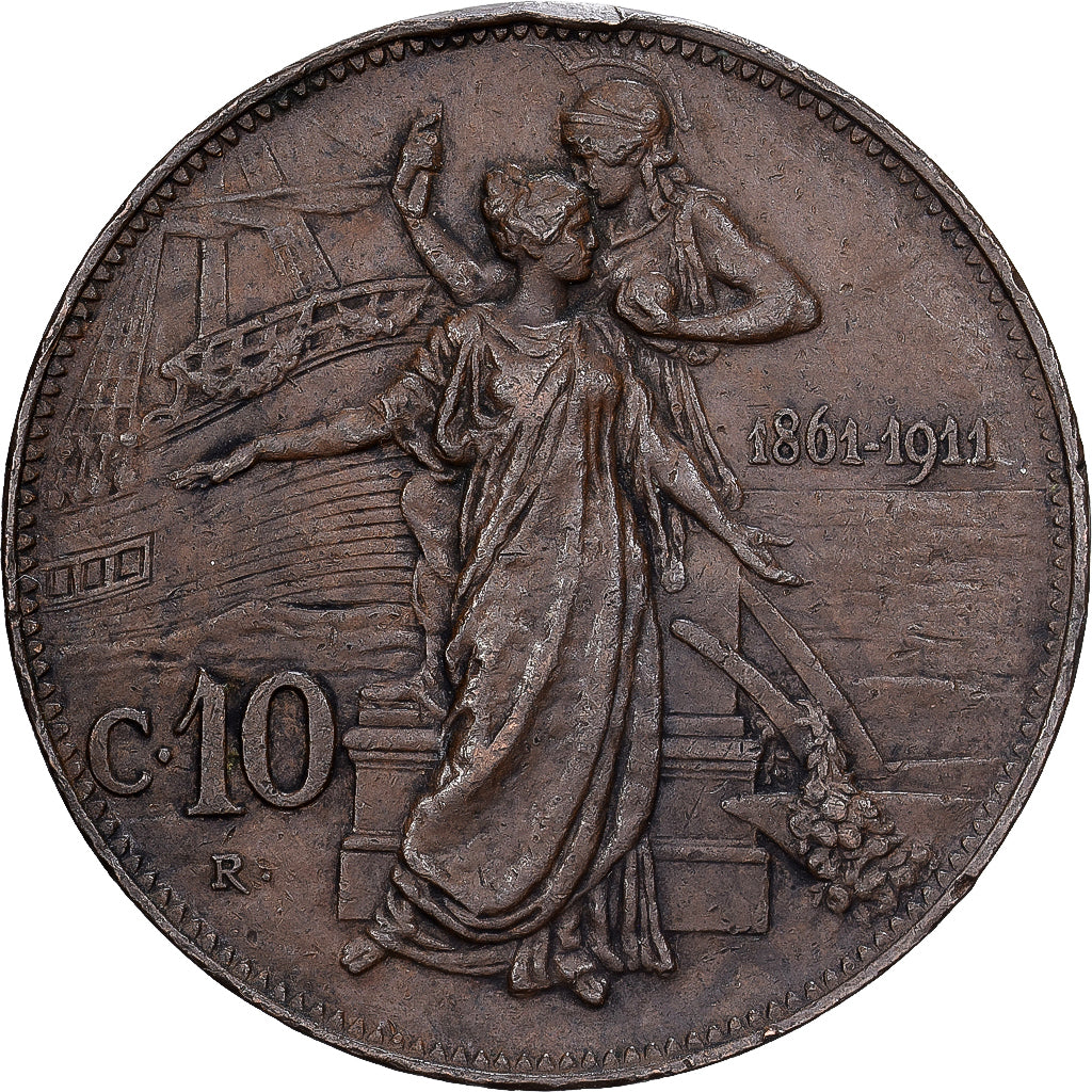 Italy, Vittorio Emanuele III, 10 Centesimi, 1911, Rome, Bronze, EF(40-45), KM:51