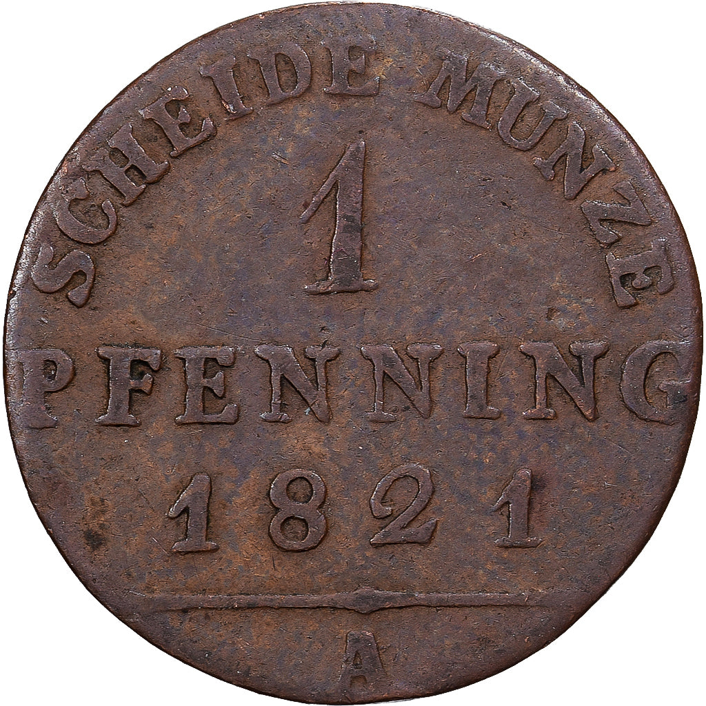 Stati tedeschi, PRUSSIA, Friedrich Wilhelm IV, Pfennig, 1821, Berlin, Rame, B+