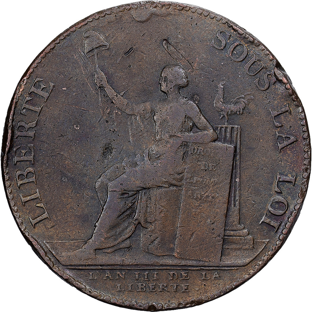 Frankreich, Monneron de 2 Sols, 1791, Birmingham, Kupfer, S+