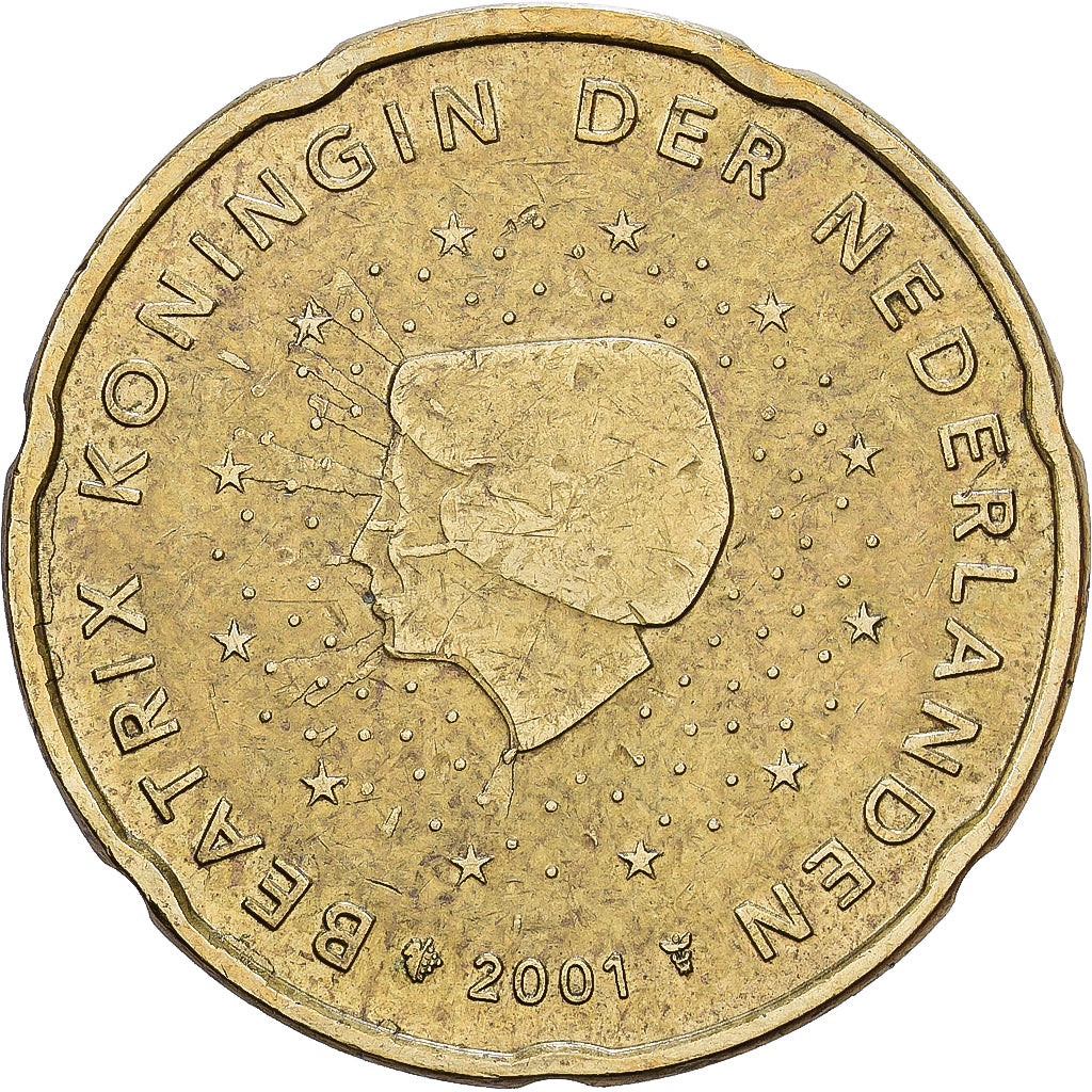 Netherlands, 20 Centimes, Rare, 2001, Utrecht, Nordic gold, EF(40-45), KM:238