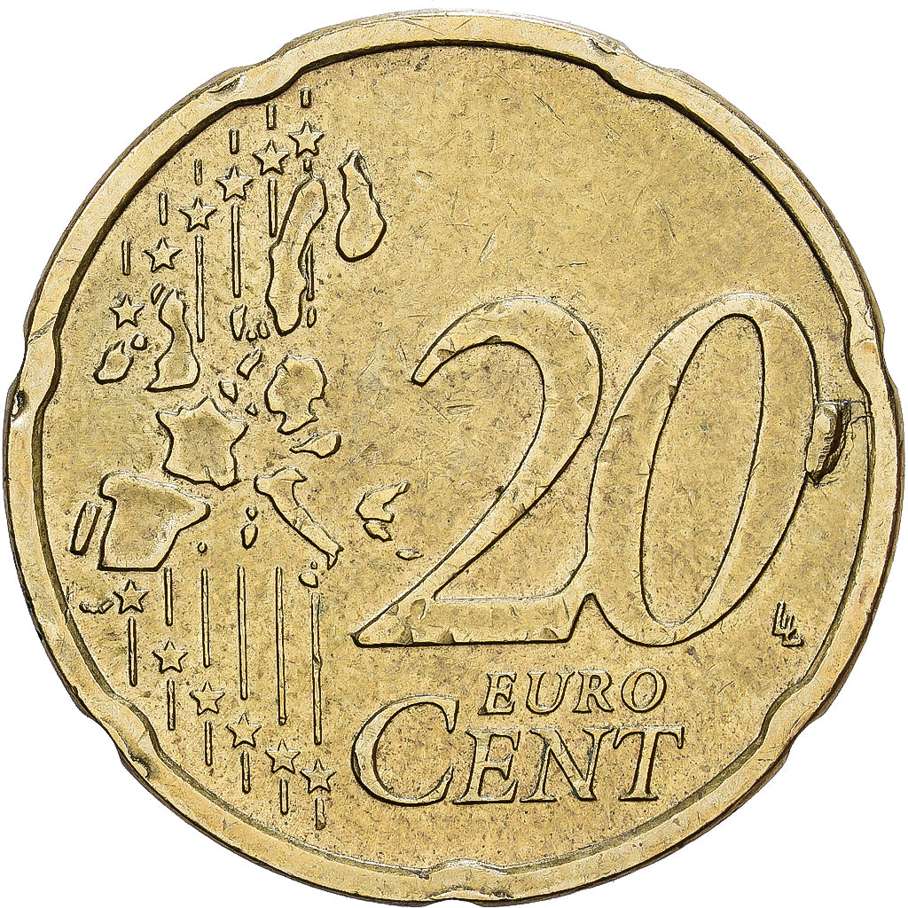 Netherlands, 20 Centimes, Rare, 2001, Utrecht, Nordic gold, EF(40-45), KM:238