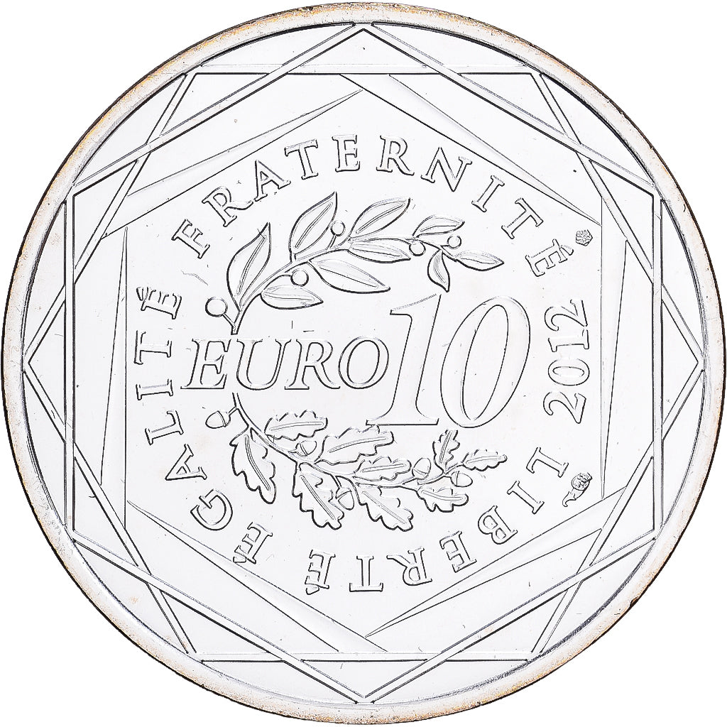 France, 10 Euro, Guadeloupe, 2012, MDP, Silver, MS(63)