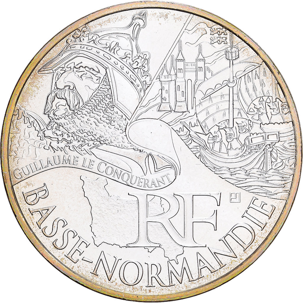 France, 10 Euro, Basse-Normandie, 2012, Silver, MS(63)