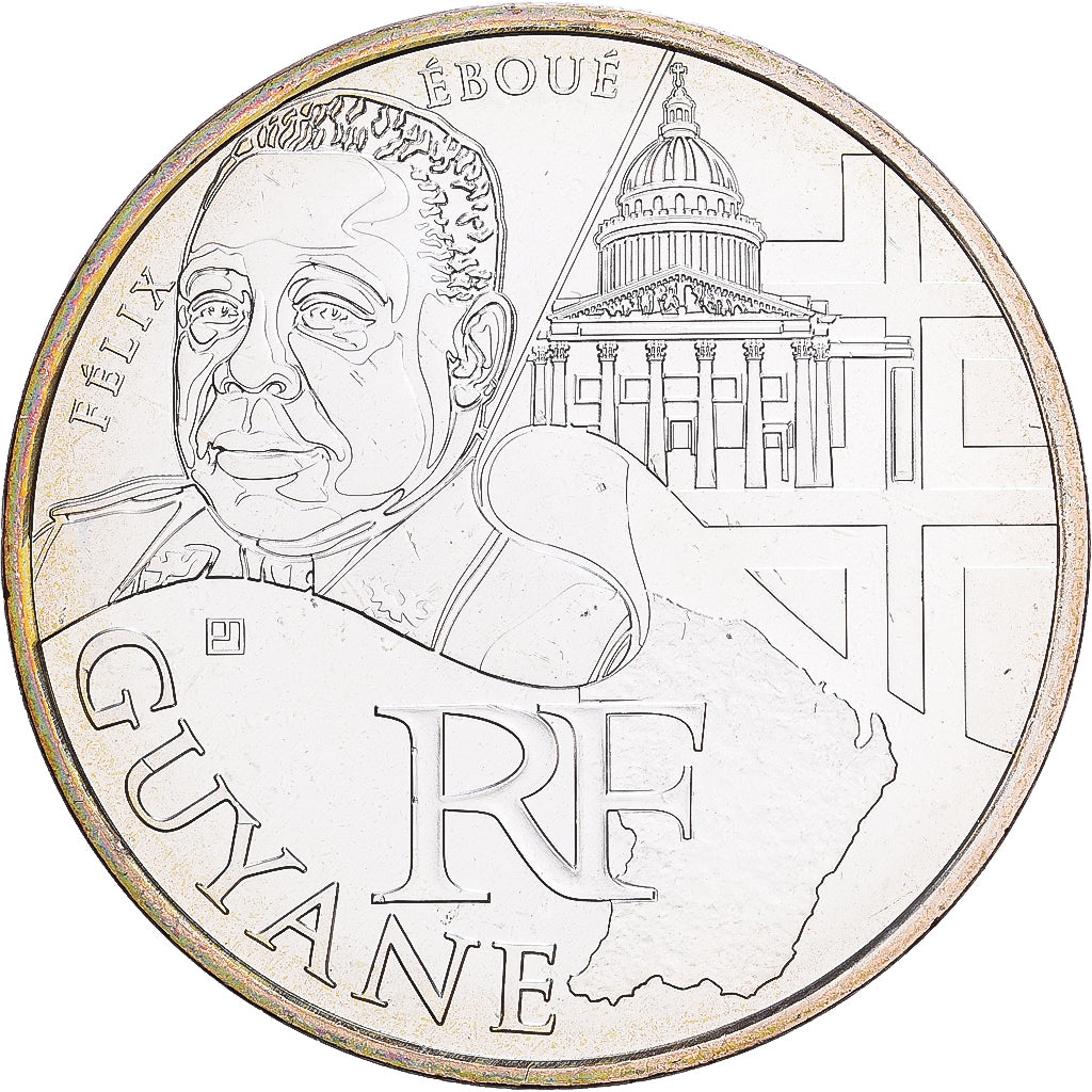 France, 10 Euro, Guyane, 2012, Pessac, Silver, MS(65-70)