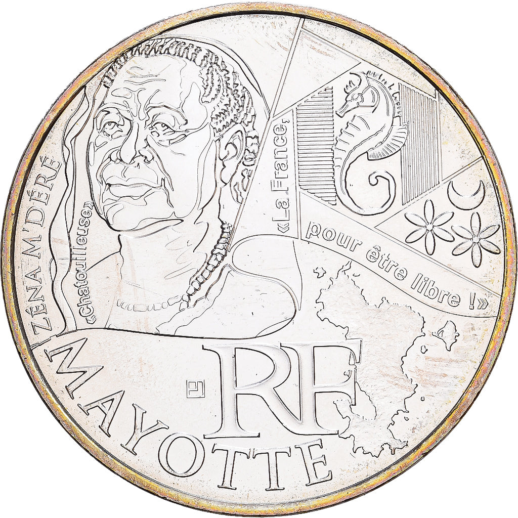 Francia, 10 Euro, Mayotte, 2012, Plata, SC