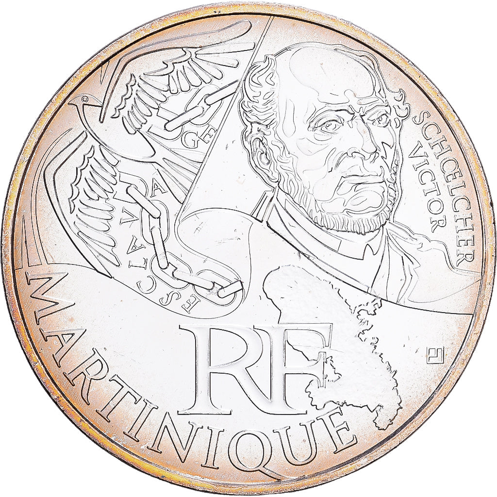 France, 10 Euro, 2012, Paris, Martinique, MS(65-70), Silver, KM:1879