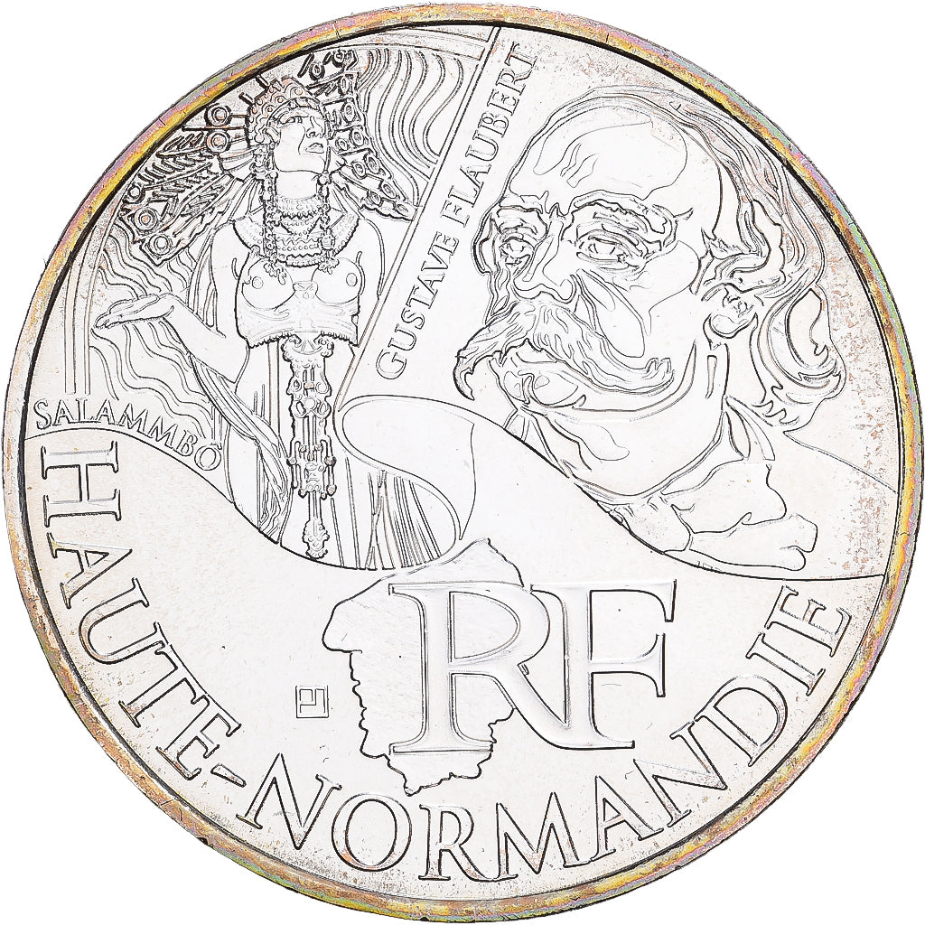 France, 10 Euro, Haute-Normandie, 2012, Silver, MS(63), KM:1874