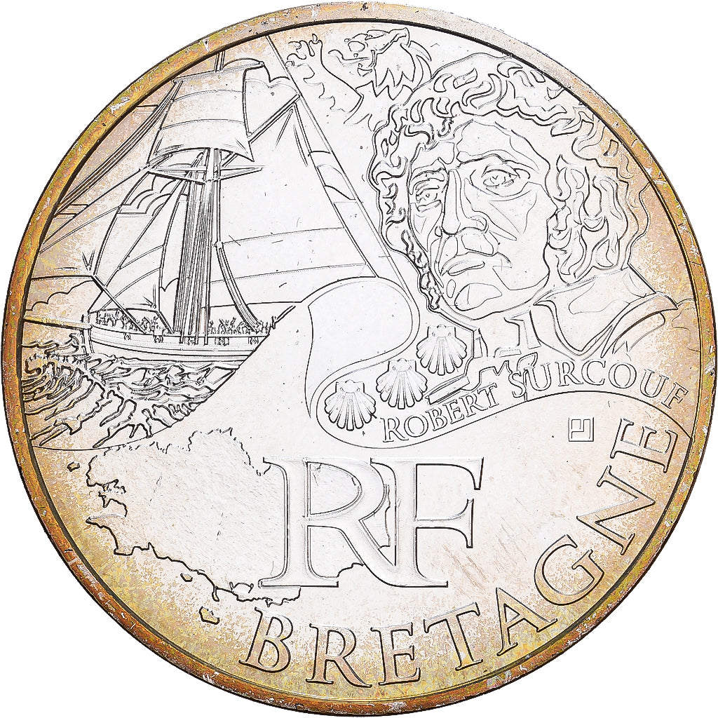 France, 10 Euro, Bretagne, 2012, Paris, Argent, SUP, KM:1866