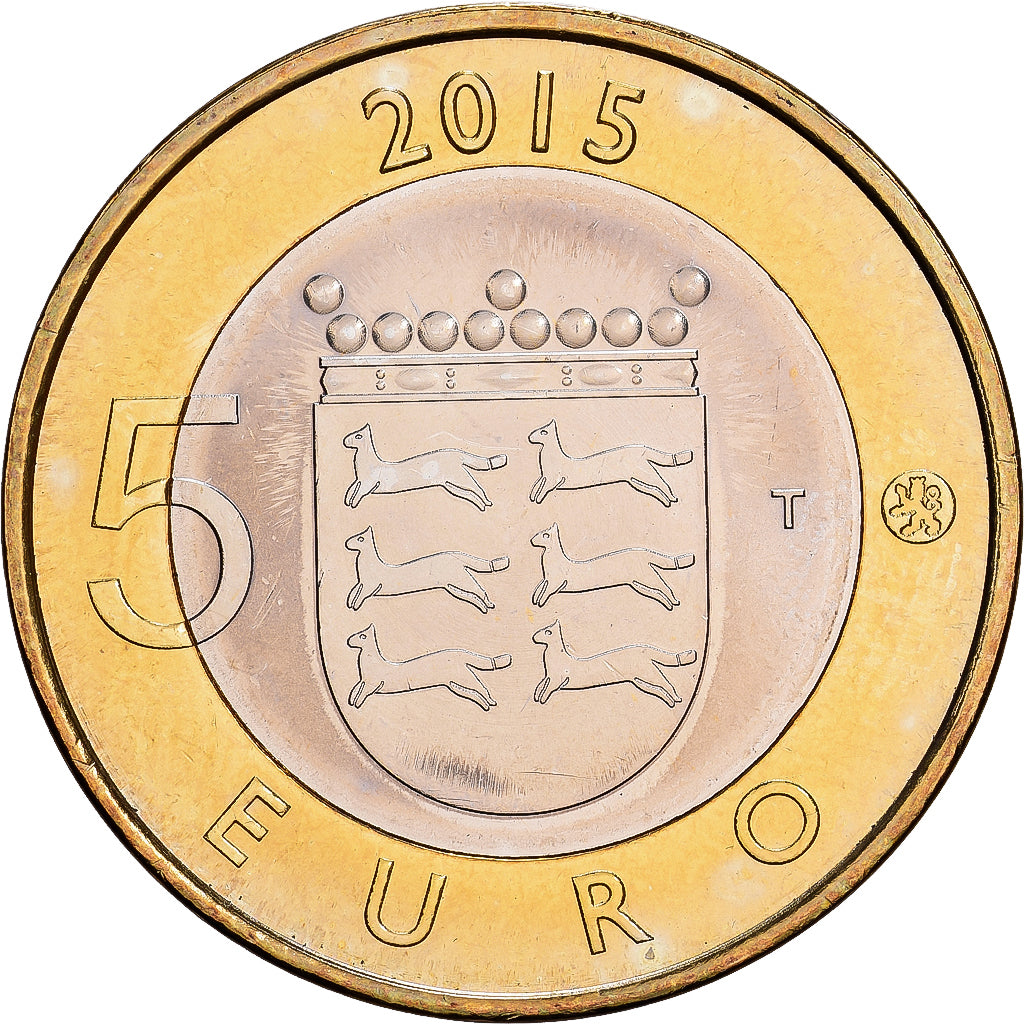 Finland, 5 Euro, Stoat in Ostrobothnia, 2015, Vantaa, Bi-Metallic, UNC-