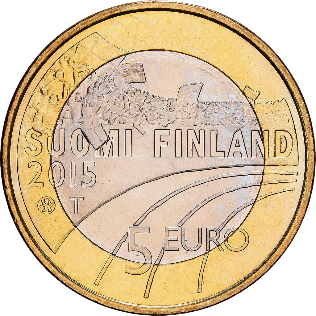 Finlandia, 5 Euro, Basketball, 2015, Vantaa, Bi-metallico, SPL, KM:237