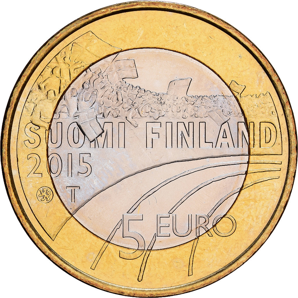 Finlandia, 5 Euro, Figure Skating, 2015, Vantaa, Bimetálico, SC+