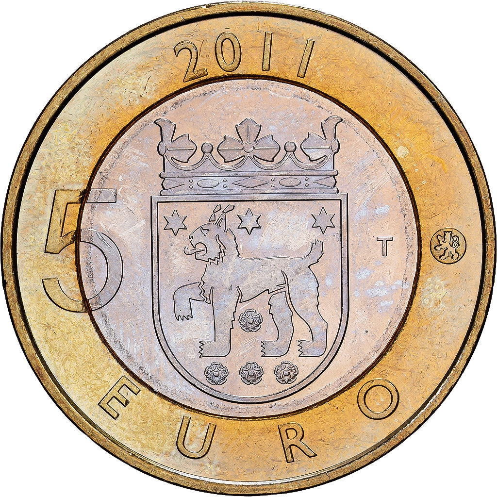 Finlandia, 5 Euro, 2011, Vantaa, MS(63), Bimetaliczny, KM:161