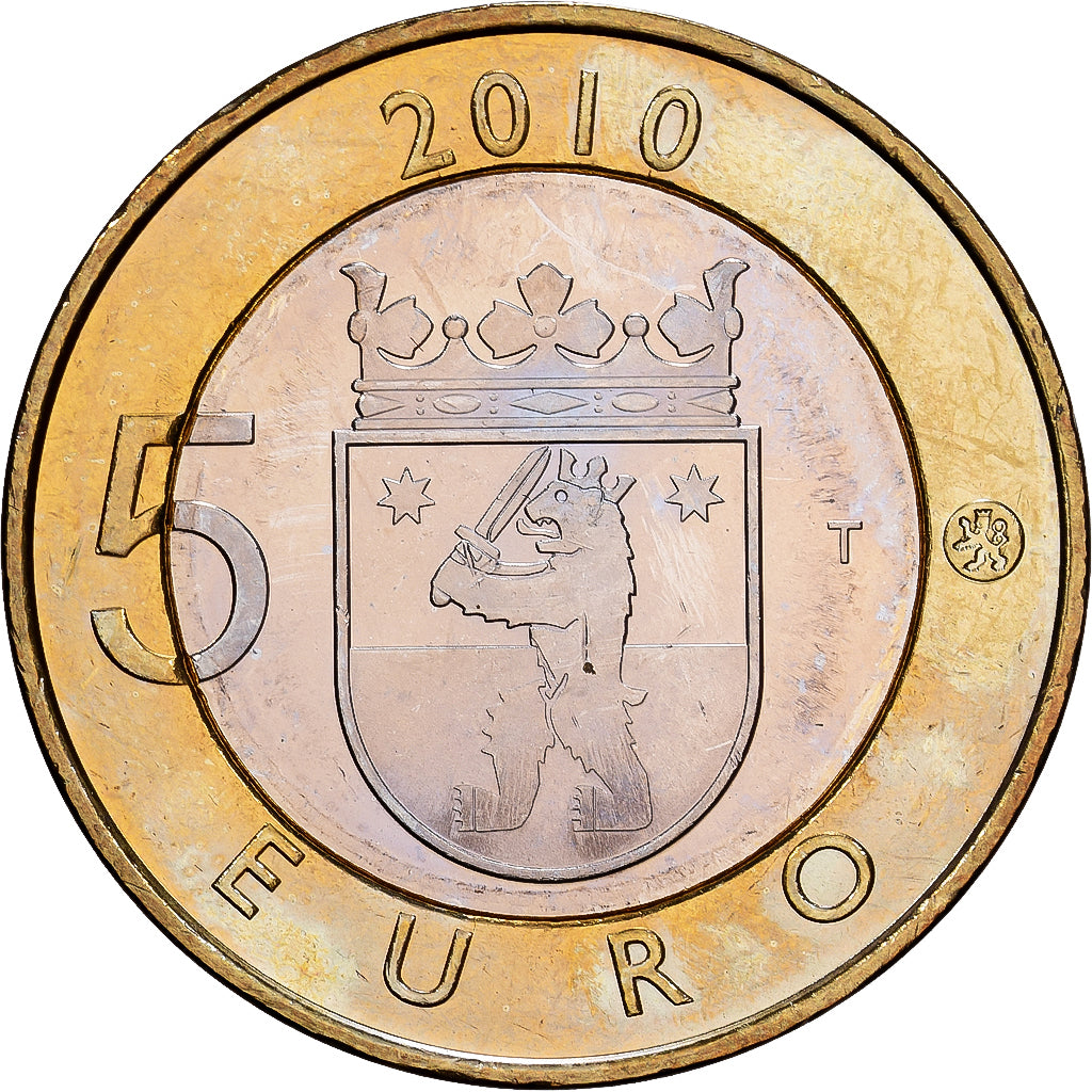 Finlândia, 5 Euro, 2010, Vantaa, MS(60-62), Bimetálico, KM:156