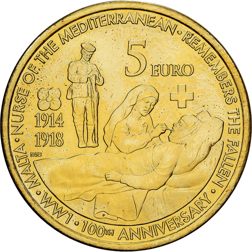 Malta, 5 Euro, 2014, MS(63), Mosiądz