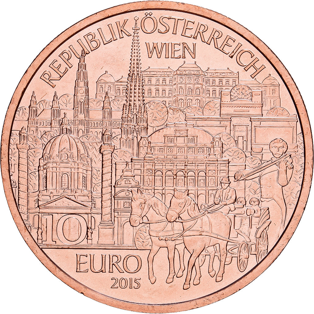 Austria, 10 Euro, Stephansdom Wien, 2015, Vienna, Cobre, FDC