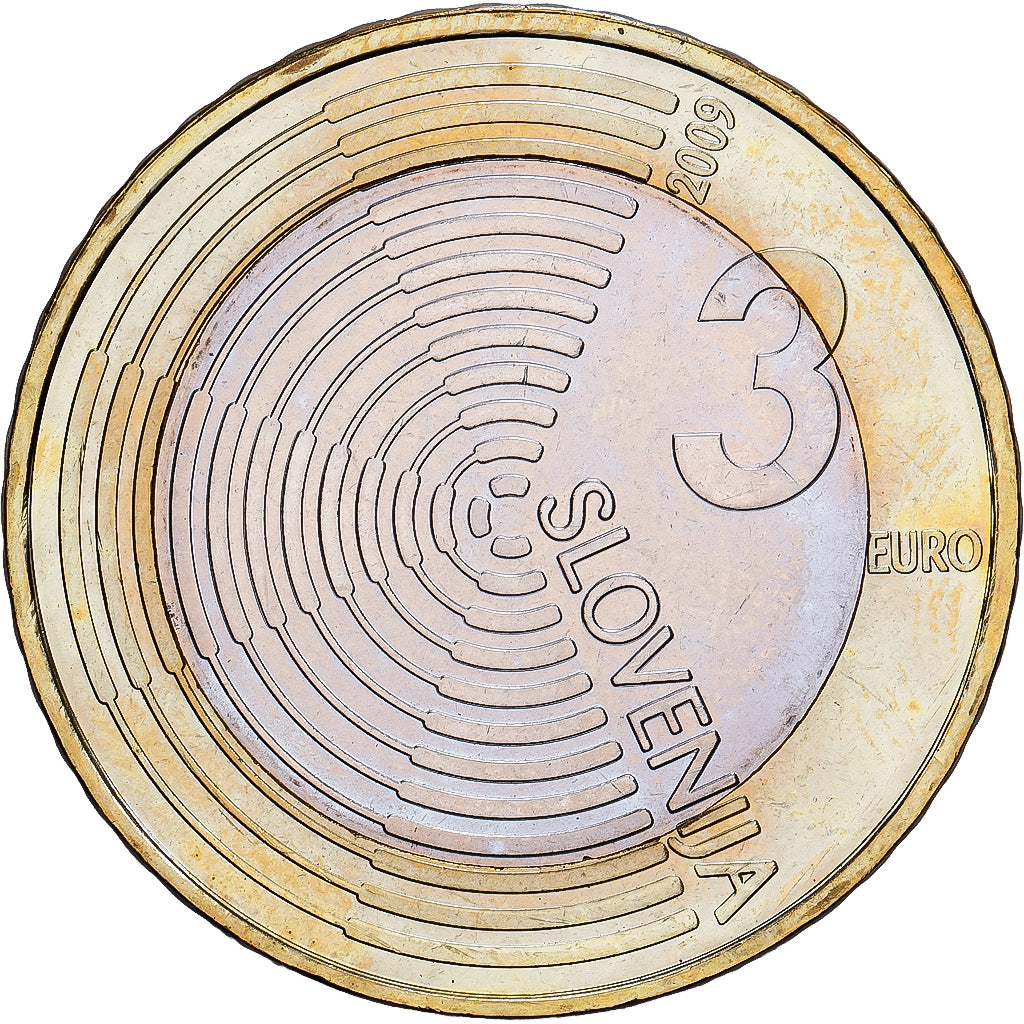 Slovenia, 3 Euro, 2009, Vantaa, MS(65-70), Bi-Metallic, KM:85