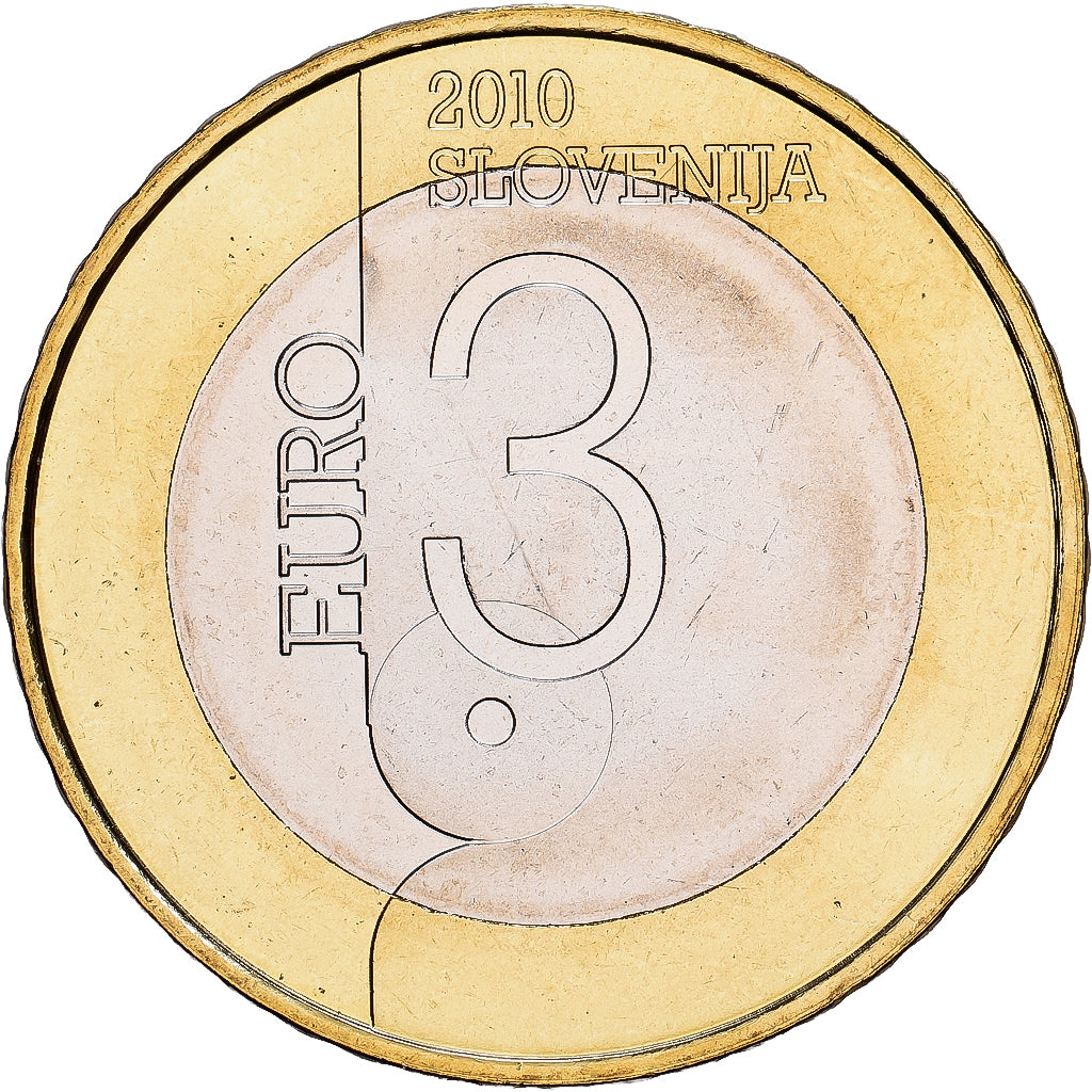 Slovenia, 3 Euro, 2010, Vantaa, AU(55-58), Bi-Metallic, KM:95