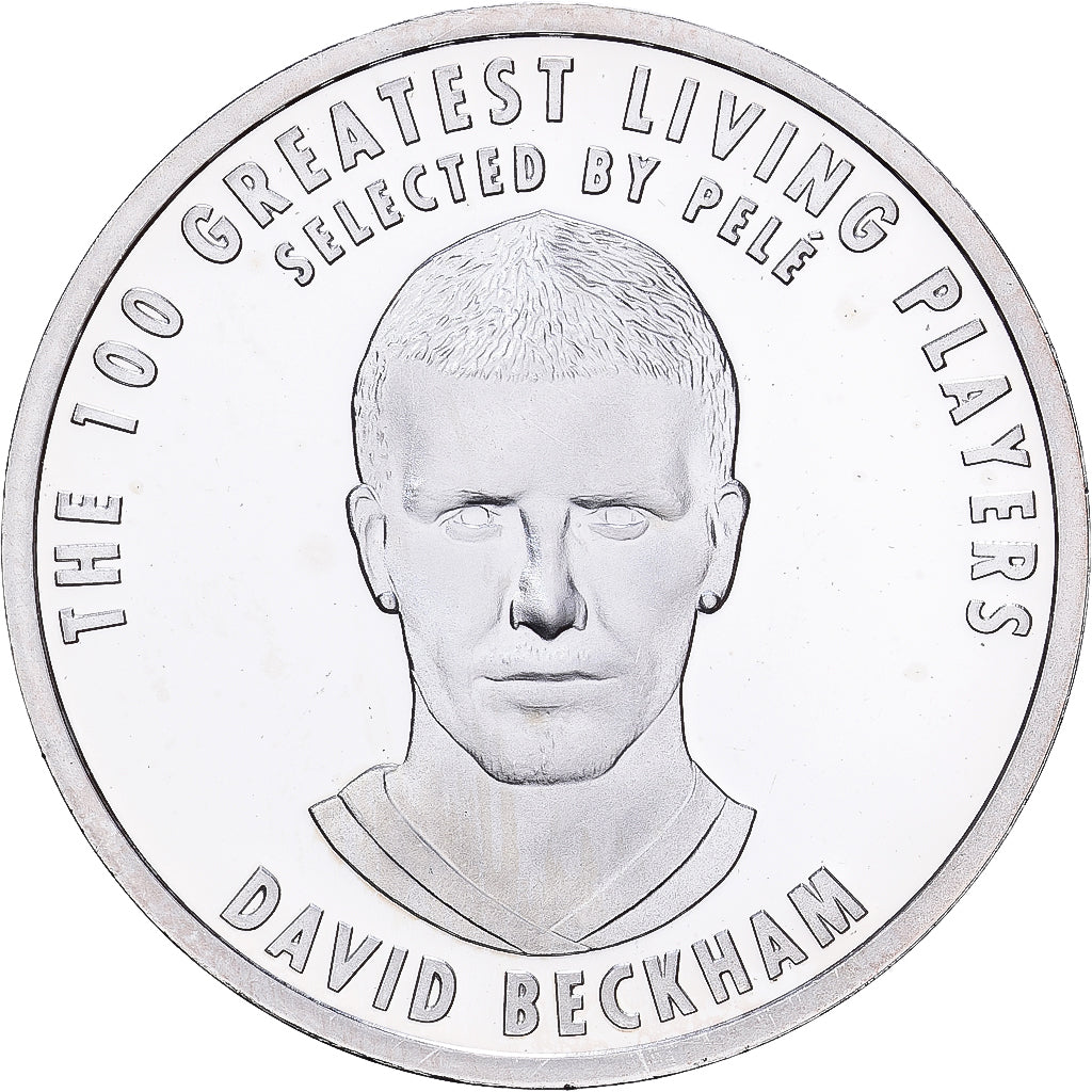 France, Medal, Football,100 Ans de la FIFA, David Beckham, 2004, Silver, BE