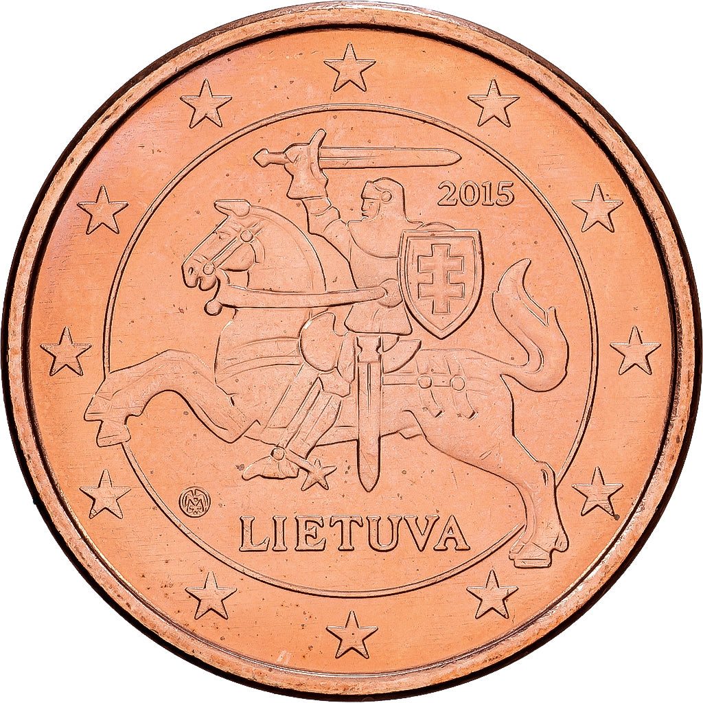 Lituania, 5 Euro Cent, 2015, Acciaio placcato rame, SPL-, KM:207