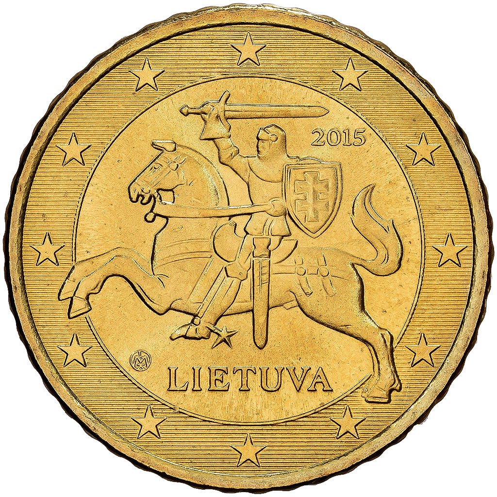 Litwa, 50 Euro Cent, BU, 2015, Vilnius, Nordic gold, MS(65-70)