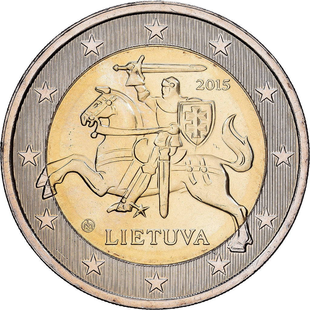 Lituanie, 2 Euro, The arms of Lithuania, 2015, Vilnius, Bimétallique, SPL