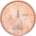 Italy, 2 Euro Cent, 2007, MS(63), Copper Plated Steel, KM:211