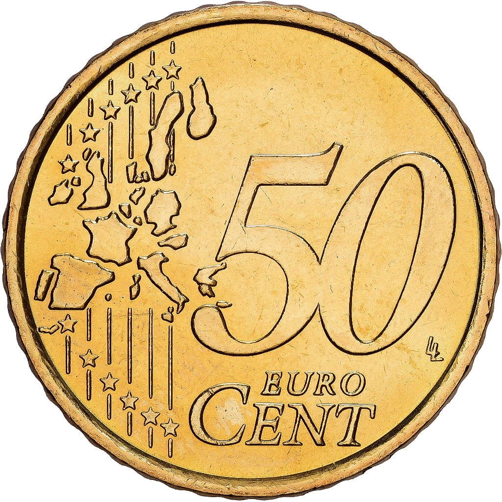 Italy, 50 Euro Cent, 2002, MS(65-70), Brass, KM:215