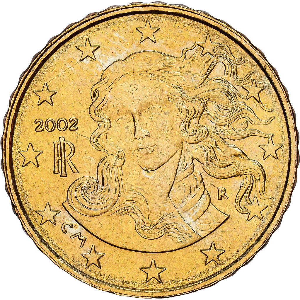 Italy, 10 Euro Cent, 2002, Rome, Brass, MS(64), KM:213