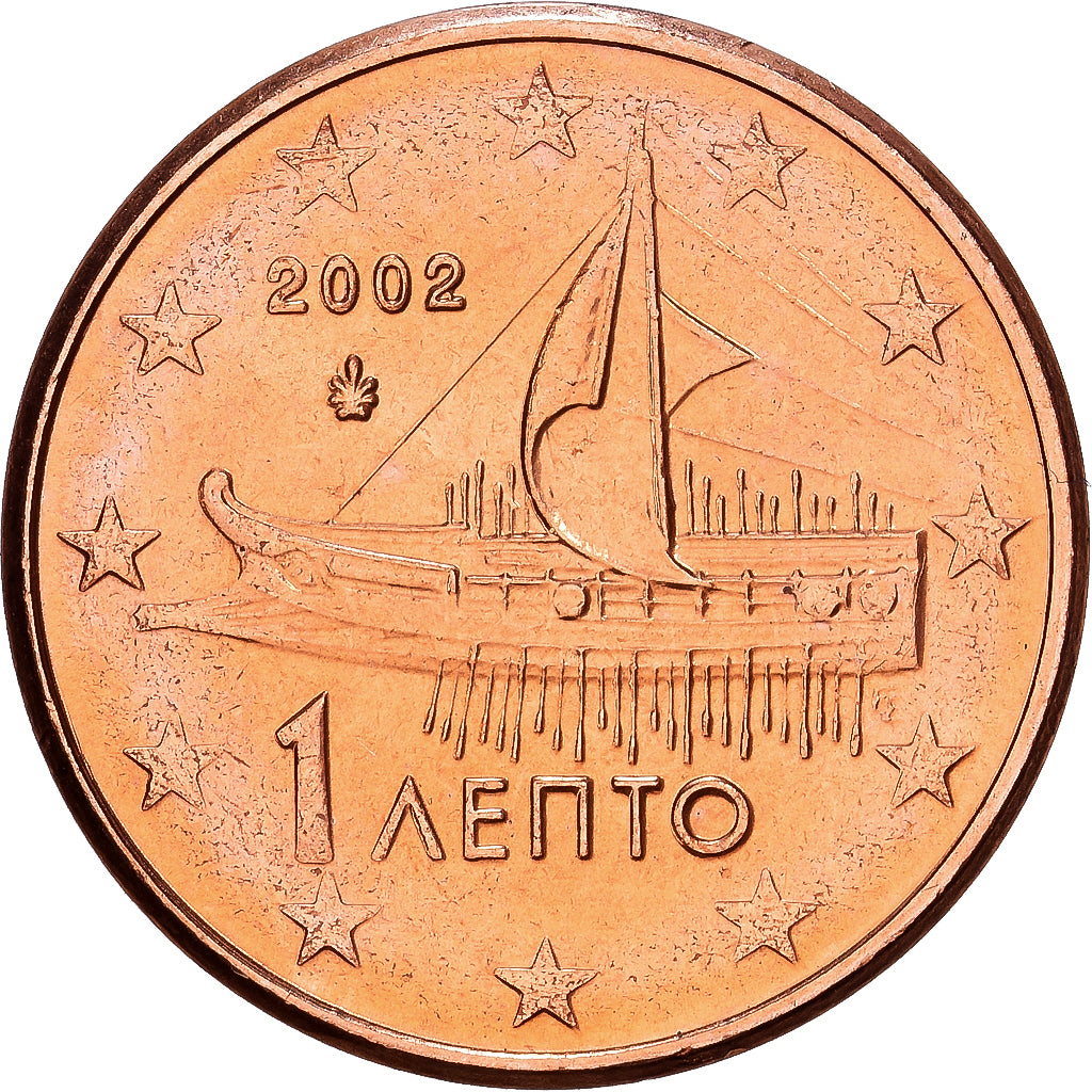 Grécia, Euro Cent, 2002, Athens, Aço Cromado a Cobre, MS(64), KM:181