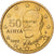 Grécia, 50 Euro Cent, 2002, Athens, Latão, MS(64), KM:186
