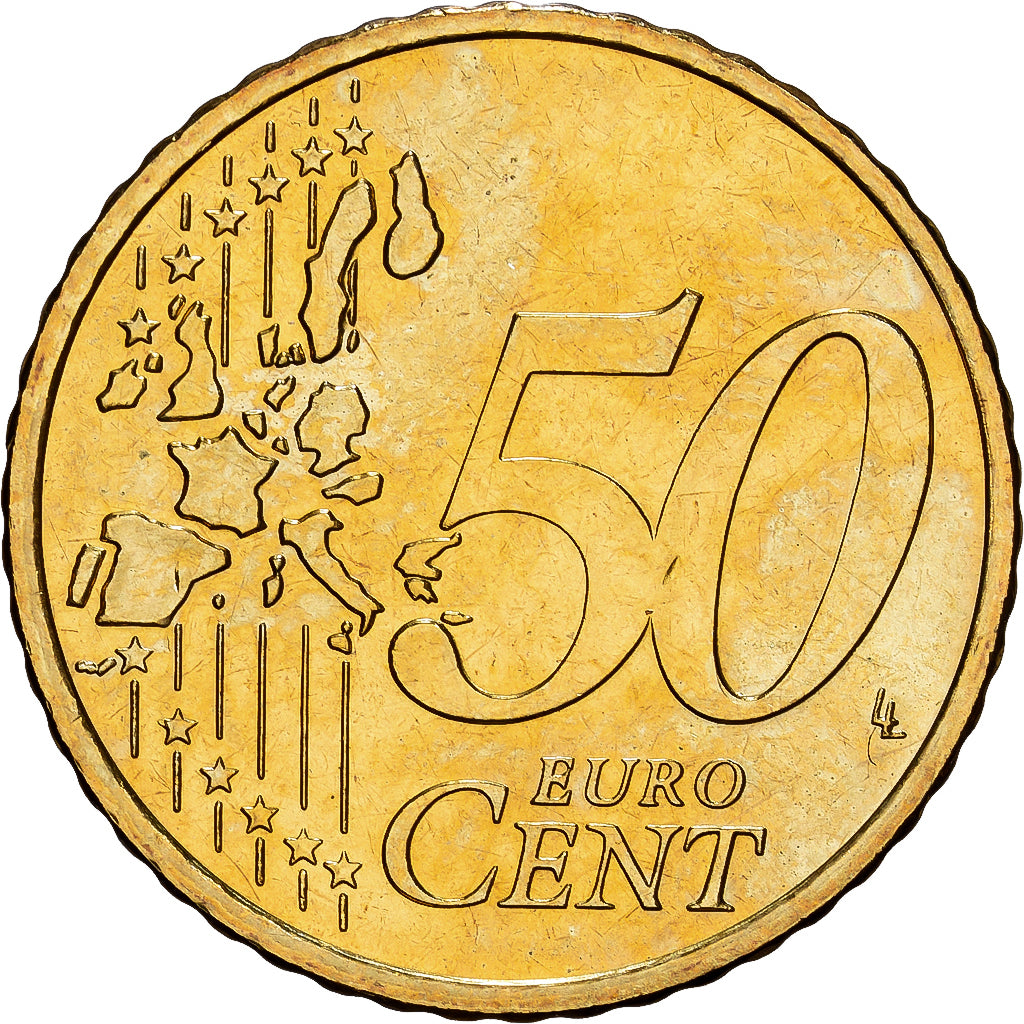 Duitsland, 50 Euro Cent, 2002, Karlsruhe, Nordic gold, UNC