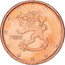 Finland, 2 Euro Cent, 2000, Vantaa, Copper Plated Steel, UNC, KM:98